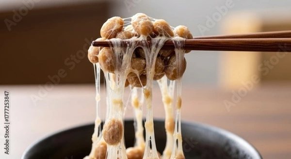 Fototapeta Close-up of mozzarella cheese being pulled with