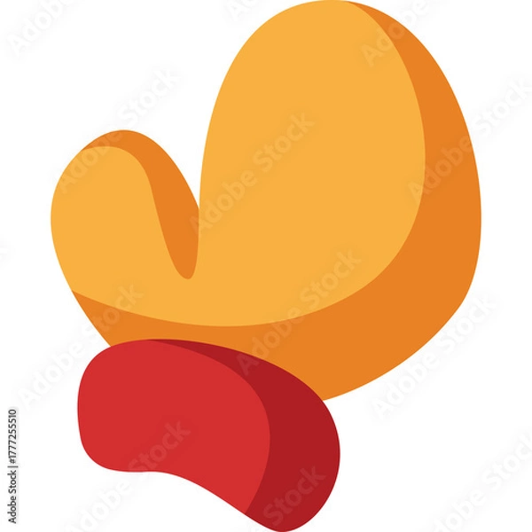 Obraz Orange and Red Mitten Icon on Transparent Background Simple Flat Design Isolated Graphic Element