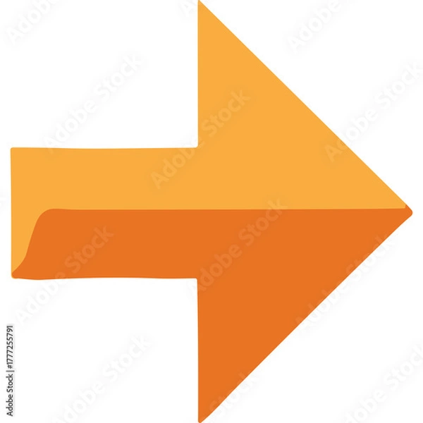 Obraz Orange Arrow Shape Pointing Forward With A Subtle Shadow Against A White Background Indicating Direction And Progress