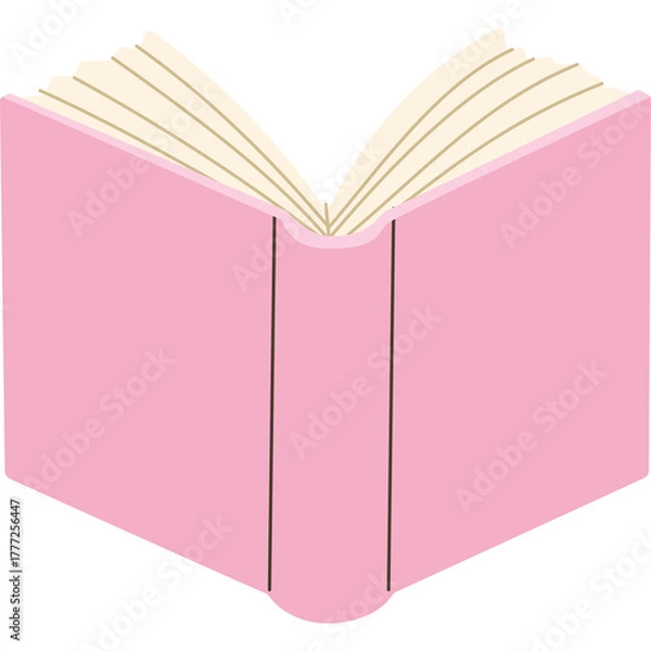 Obraz Open Pink Hardcover Book With Blank Pages On A Transparent Background Simple Minimalist Design For Education And Reading Concepts