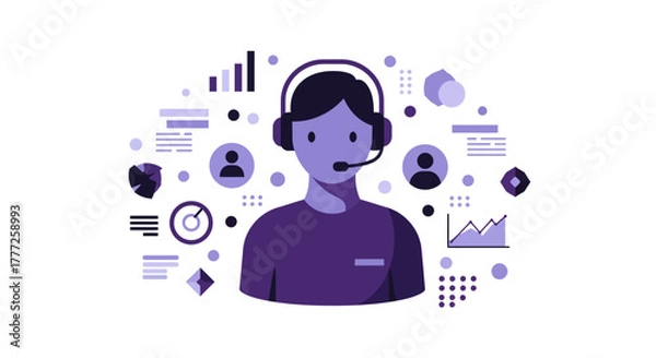 Obraz Vector Illustration of Customer Service Representative.