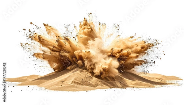 Fototapeta Sand eruption bursting upwards from a dune