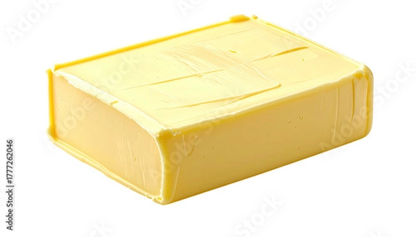 Fototapeta Rectangular block of yellow butter with slight surface texture