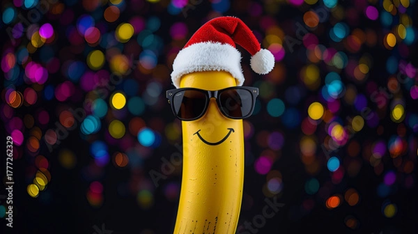 Obraz christmas tree with santa hat