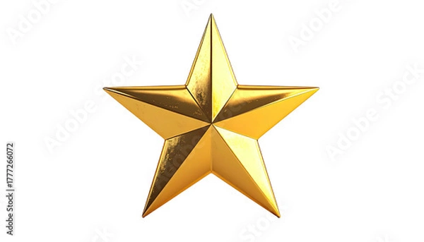 Obraz Glossy, realistic, five-point golden star on a black background