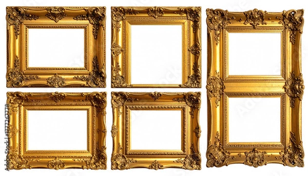 Obraz Ornate gold frames; blank inside arranged in grid