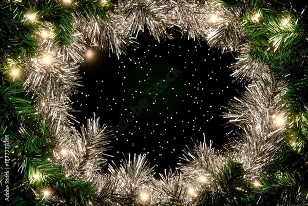 Fototapeta Creative wreath of interwoven rains with a blank square note nearby under soft lighting