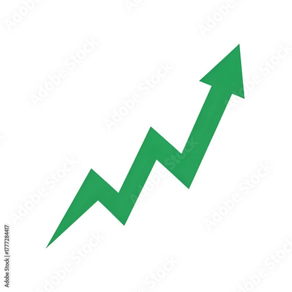 Obraz Green arrow graph trending upwards on black background chart