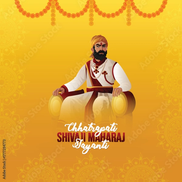 Obraz Chhatrapati shivaji maharaj jayanti with vector illustration