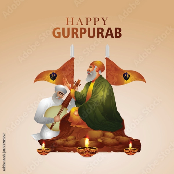 Obraz Realistic vector illustration for happy guru nanak jayanti