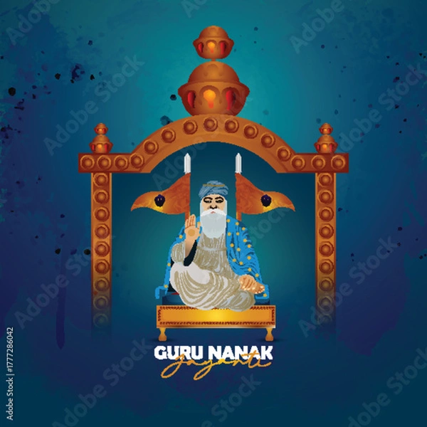Obraz Happy guru nanak jayanti celebration greeting card