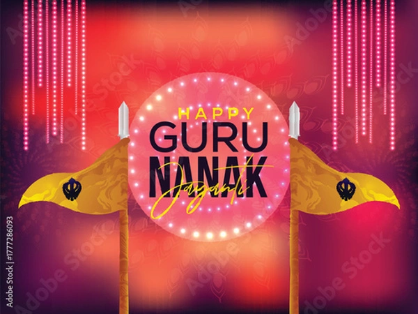 Obraz Happy guru nanak jayanti sikh festival background