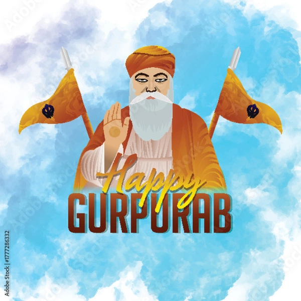 Obraz Happy guru nanak jayanti celebration greeting card
