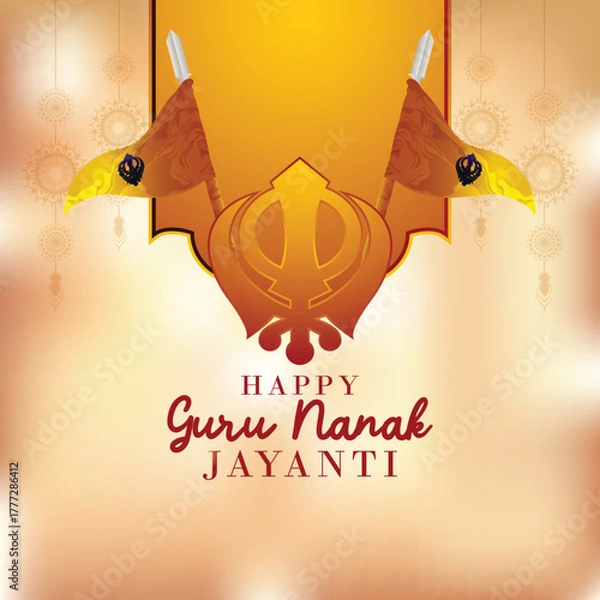 Obraz Vector illustration of happy guru nanak jayanti vector illustration