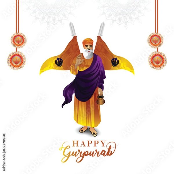 Obraz Sikh festival happy guru nanak jayanti background