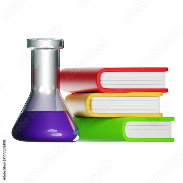 Fototapeta Flask and books representing science learning and education
