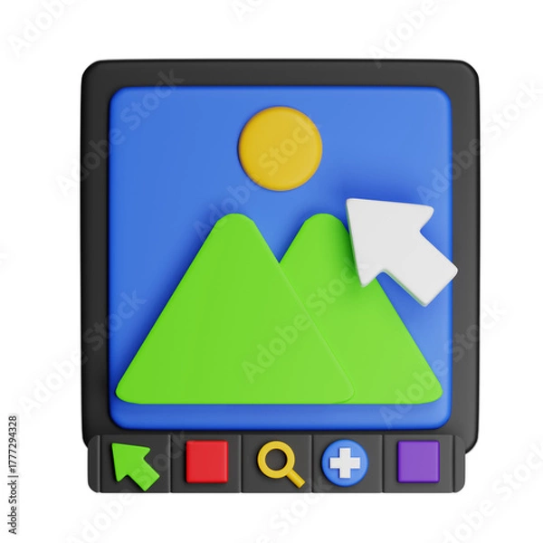 Fototapeta 3d image editing software icon with cursor