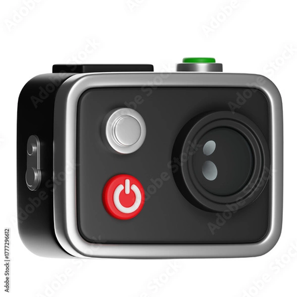 Fototapeta Action camera capturing adventure footage isolated on transparent background