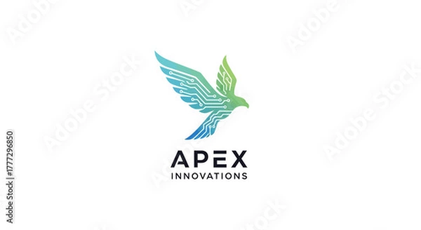 Fototapeta Apex Innovations logo featuring a bird with circuit board pattern.