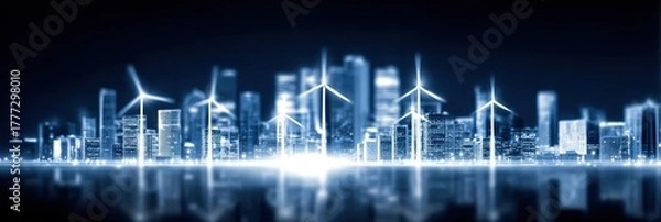 Fototapeta Conceptual architecture expressing efficiency through sustainable partnership operation renewableenergy and human value within society