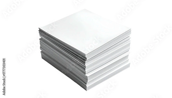 Obraz Stack of blank white paper, slightly tilted, on black ground