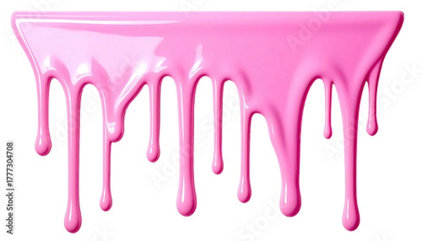 Obraz Dripping, glossy pink liquid with highlights on black