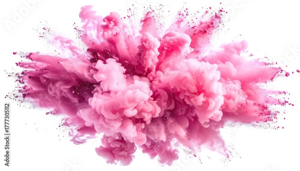 Fototapeta Pink smoke burst against black; cloudy, ethereal bloom