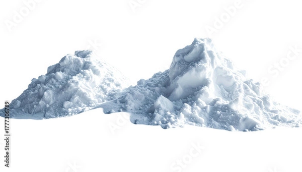 Fototapeta Two piles of white powder against a black background