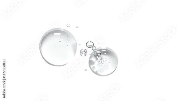 Fototapeta Clear liquid drops cluster on black