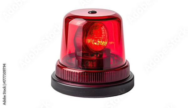Obraz Red emergency strobe light with clear dome, dark background