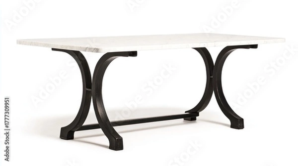 Fototapeta Marble Dining Table Isolated On White Background