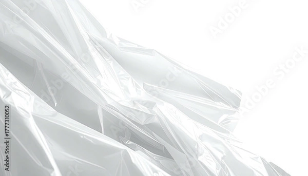 Fototapeta Wrinkled, translucent plastic sheet on black backdrop