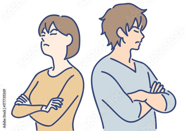 Fototapeta 若い夫婦喧嘩のイラスト　ai