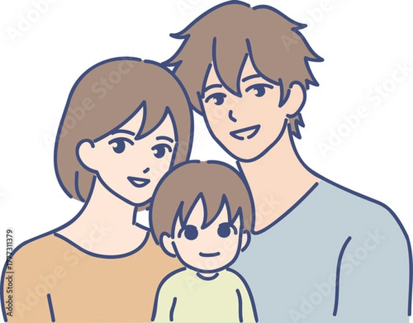 Fototapeta 若い夫婦と幼児の家族　eps