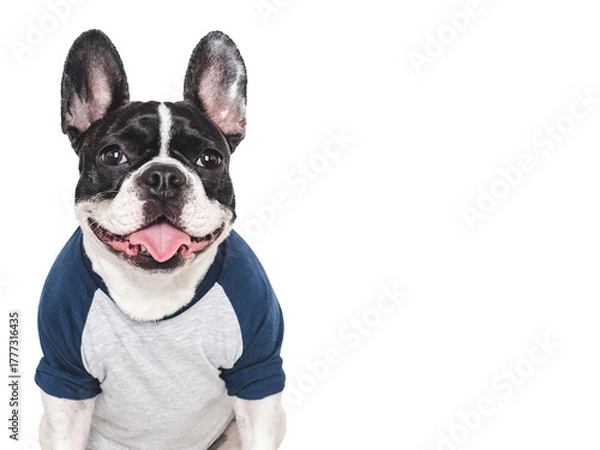 Fototapeta Stylish puppy and t-shirt. Dog smile