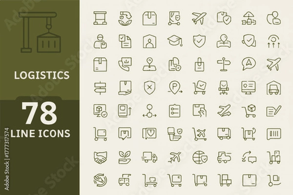 Fototapeta Logistics and Delivery Line Icons Set � Shipping Transport Vector Pack