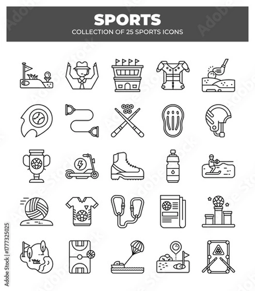 Fototapeta Collection of 25 Sports Icons. A Visual Guide to Various Sports and Activities