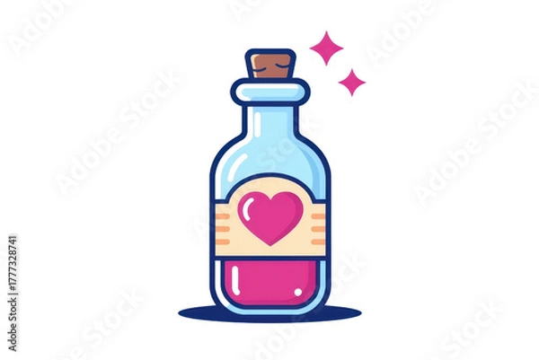 Fototapeta a simple flat 2D icon of 'a heart shaped lollipop', a simple lollipop with a red heart shaped candy, minimalist design, solid red and white colors, clean sharp lines, no shadows