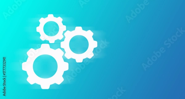 Obraz Blue gear icon isolated on a blue background. Cogwheels, gear sign. Gear symbol.