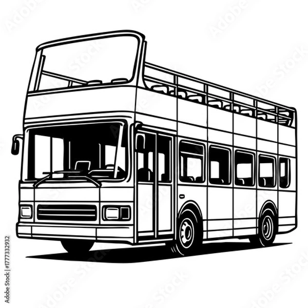 Fototapeta double-decker tour bus with open top, highly detailed