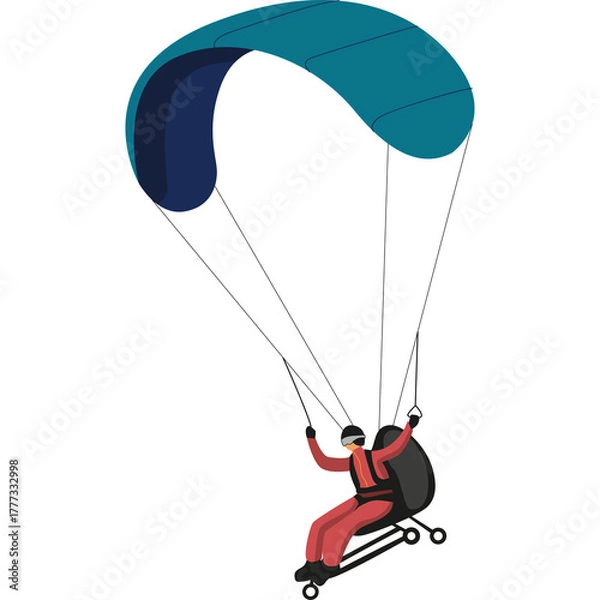 Obraz Person Gliding With Paraglider Gear Over White Background Enjoying Outdoor Activity Adventure