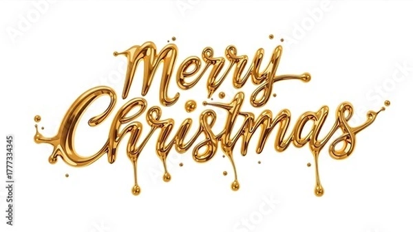 Obraz Golden Merry Christmas Script Design, Sparkling and Luxurious Holiday Celebration Art