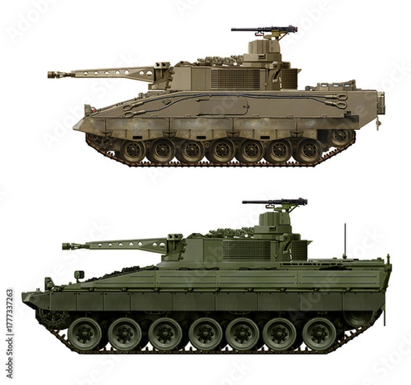 Fototapeta A collection of concepts of heavy infantry fighting vehicles based on the Leopard tank (top: Leopard 1A5 HIFV, bottom: Leopard 2 HIFV). Individual images, in full size, can be found in the portfolio