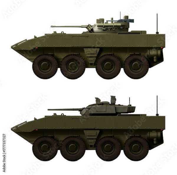Fototapeta Collection of Armored Fighting Vehicles concepts (top: K-17 Berezhok, bottom: K-17 Bumerang 35mm). Individual images, in full size, can be found in the portfolio or by name in the site search