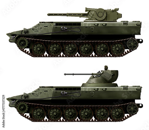 Fototapeta A collection of concepts of heavy infantry fighting vehicles based on the MT-LB (top: MT-LBR7, bottom: MT-LB 6MB). Individual images, in full size, can be found in the portfolio