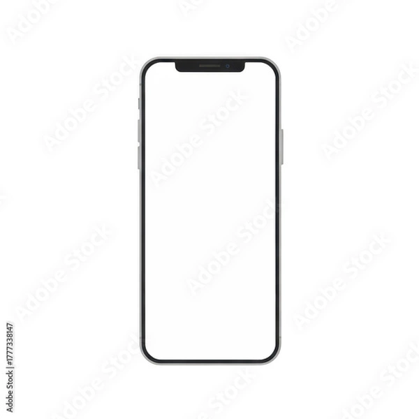 Fototapeta Smartphone with blank screen isolated on transparent background for mockup template