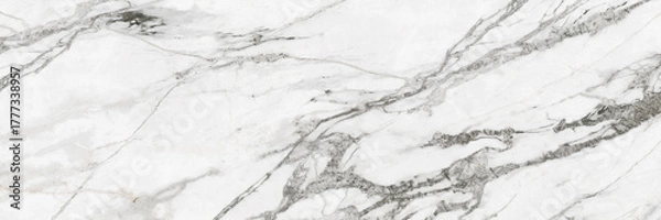 Fototapeta White marble texture. Natural panomarmic background. Ceramic tile surface.