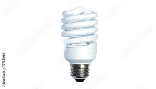 Fototapeta Compact fluorescent light bulb, helical, on black background