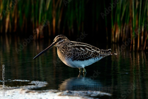 Fototapeta Common snipe // Bekassine (Gallinago gallinago)