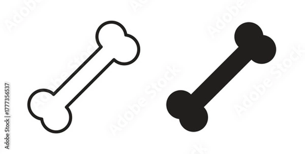 Obraz Bone icon with glyph and line. black vector icons for Web UI